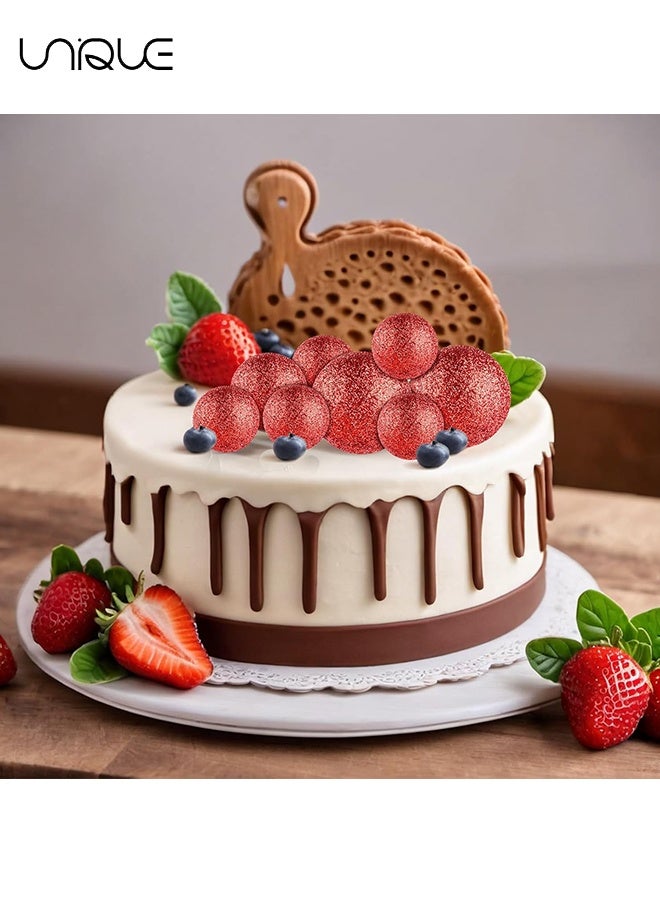 يونيك 20 قطعة من زينة الكرة توبر الكرة بالونات صغيرة كعكة توبر العصي كرات الذهب الأحمر لقطات الكيك كرات توبر كيك زينة كعكة لتزيين كعكة عيد الميلاد - Image 5