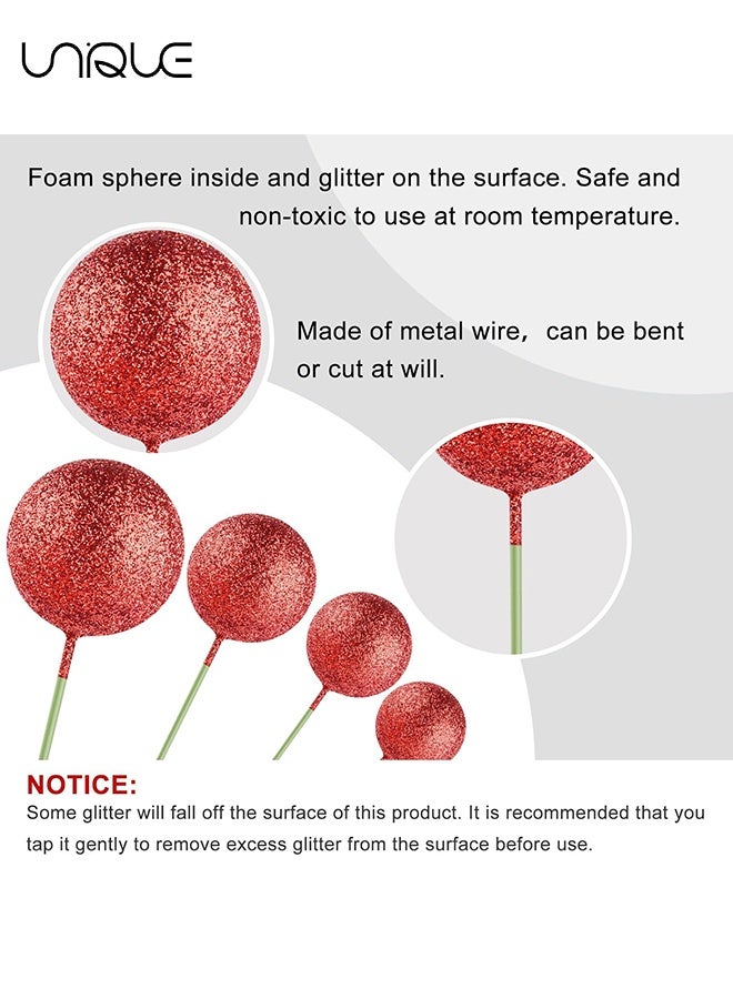 يونيك 20 قطعة من زينة الكرة توبر الكرة بالونات صغيرة كعكة توبر العصي كرات الذهب الأحمر لقطات الكيك كرات توبر كيك زينة كعكة لتزيين كعكة عيد الميلاد - Image 3