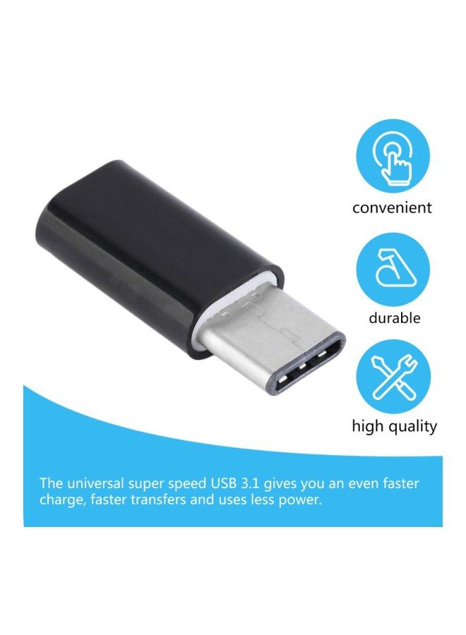 NIBEMINENT Type C Male To Micro USB Female Data Convertor Adapter Black/Silver - Image 2