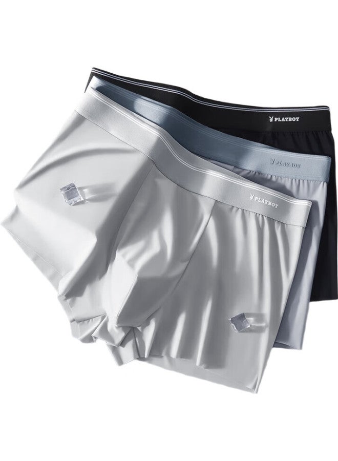 PLAYBOY Ice Silk Underwear For Men, Spring And Summer, 10A Grade Antibacterial Breathable, Large Size Boxer Briefs - Image 1