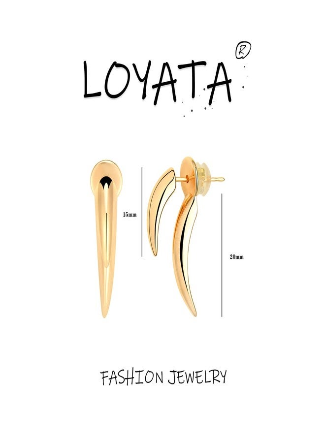 LOYATA Spike Earrings Gold Huggie Hoop Diamond Cubic Zirconia 14K Gold Plated Dainty Small Simple Hypoallergenic Geometric Jewelry Gift for Women - Image 5