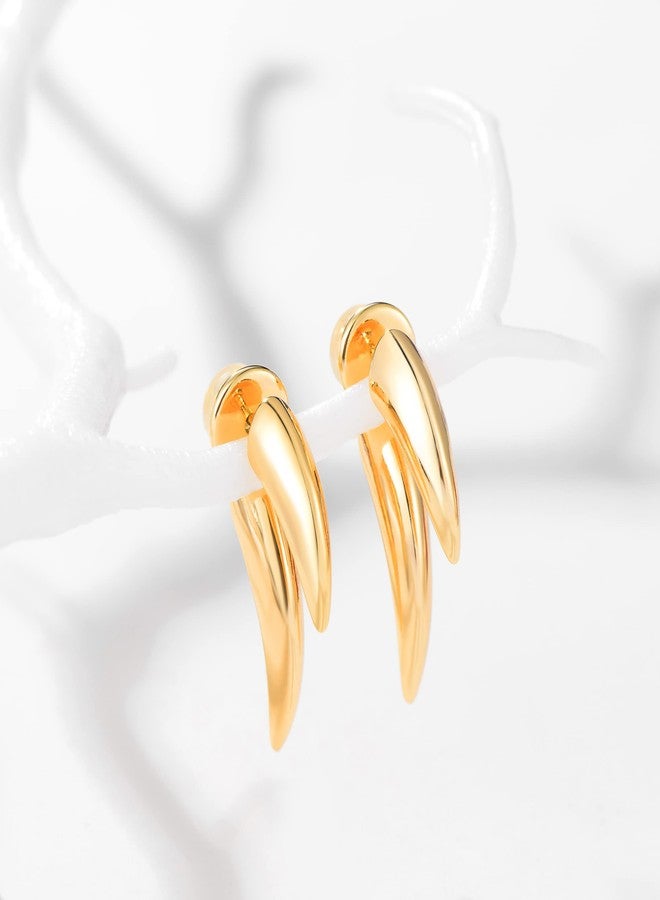 LOYATA Spike Earrings Gold Huggie Hoop Diamond Cubic Zirconia 14K Gold Plated Dainty Small Simple Hypoallergenic Geometric Jewelry Gift for Women - Image 4