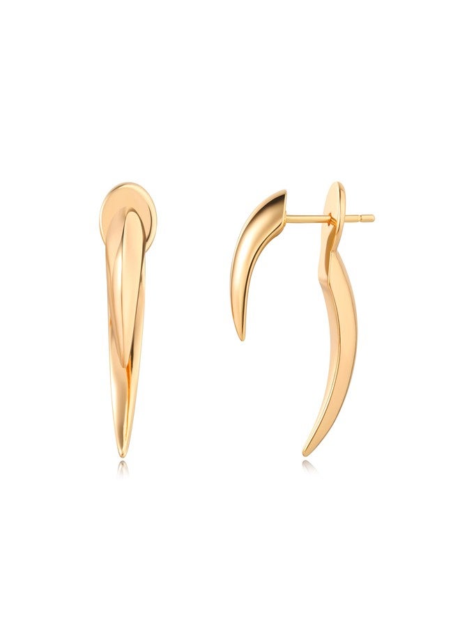 LOYATA Spike Earrings Gold Huggie Hoop Diamond Cubic Zirconia 14K Gold Plated Dainty Small Simple Hypoallergenic Geometric Jewelry Gift for Women - Image 1