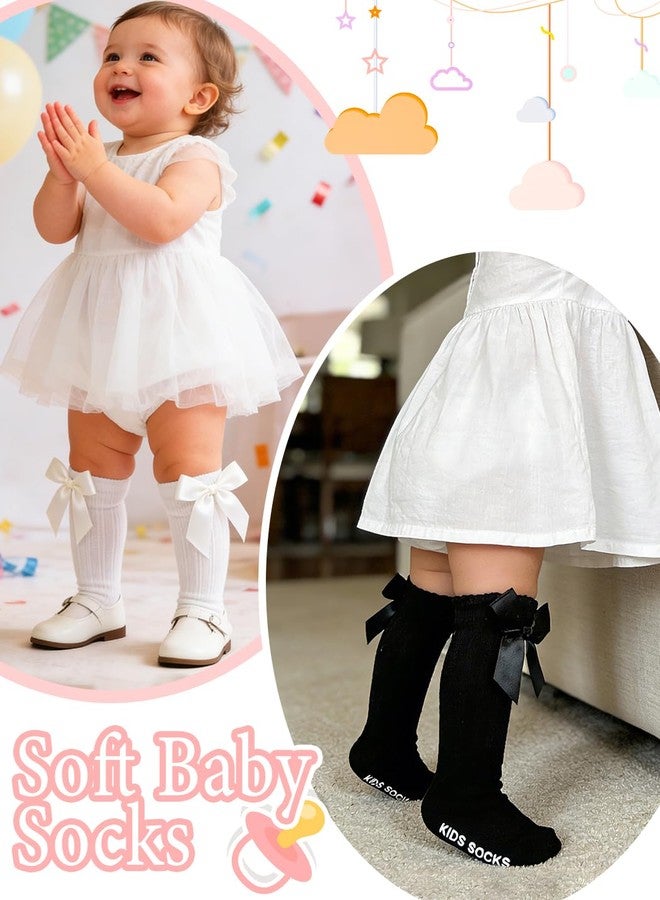 Urieo Toddler Knee High Socks with Bow Baby Girl Non-Slip Kids Dress Uniform Socks - Image 5