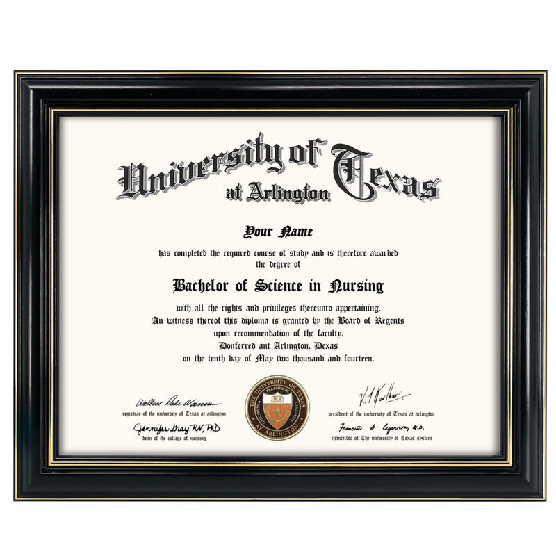 GraduationMall 85x11 Certificate Diploma FrameSolid Wood  UV Protection AcrylicBlack Finish with Gold Trim