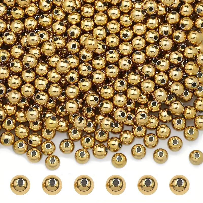INDIKONB INDIKONB Gold Pearl Beads for Crafts and Jewelry Making | CCB Plastic Beads for Jewelry, Craft, and DIY Projects | Ideal for Bracelets, Necklaces, and Embellishments (Gold-8mm)  - Image 1