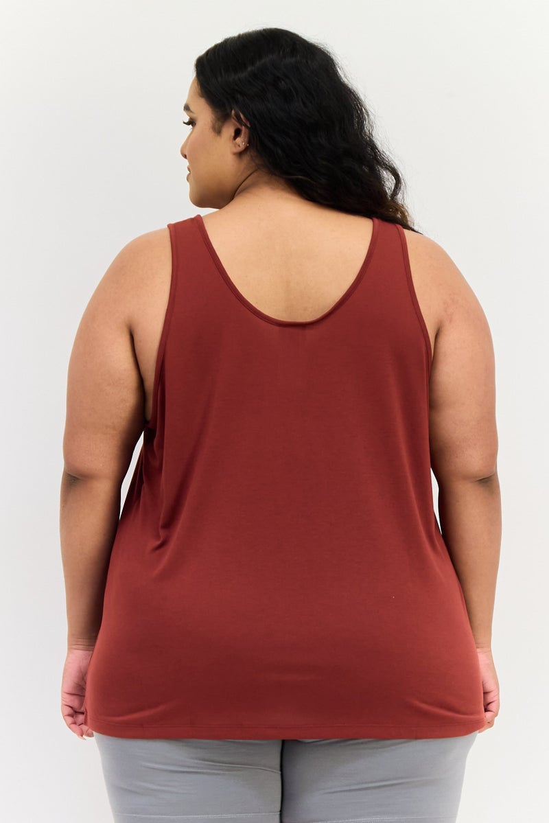 Reebok Women Plus Size Sleeveless Training Tank Top, Maroon - Image 4