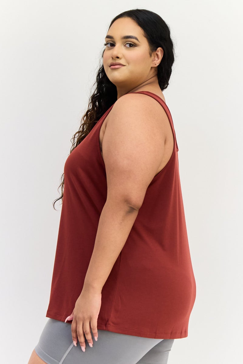 Reebok Women Plus Size Sleeveless Training Tank Top, Maroon - Image 2