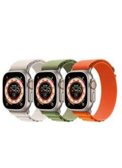 Generic 3Pack for Apple Watch Alpine Loop Band 49mm/45mm/44mm Nylon Woven Sport Strap Compatible with iWatch Series 8/Ultra/7/SE/6/5/4/3/2/7 White/Green/Orange  - Image 2