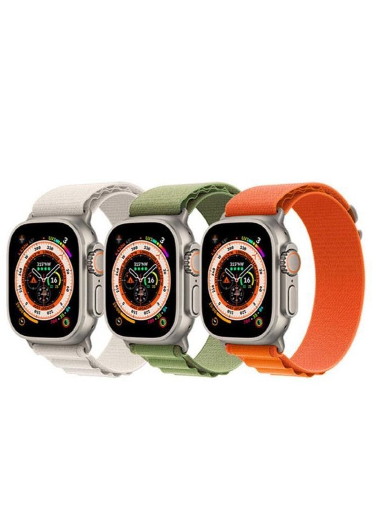 Generic - 3Pack for Apple Watch Alpine Loop Band 49mm/45mm/44mm Nylon Woven Sport Strap Compatible with iWatch Series 8/Ultra/7/SE/6/5/4/3/2/7 White/Green/Orange - Image 1