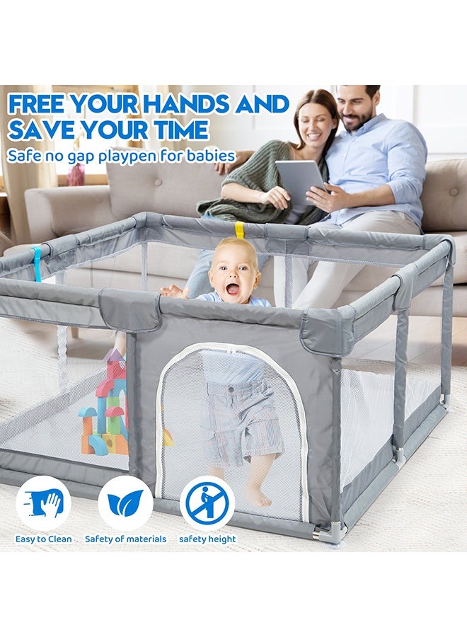 RollsTimi  Baby Playpen,Kids Play Yard with Gate, Anti-Slip Anti-Collision Child Activity Children Fence,Sturdy and Safety Indoor Outdoor Play Area for Toddlers ,Grey - Image 4