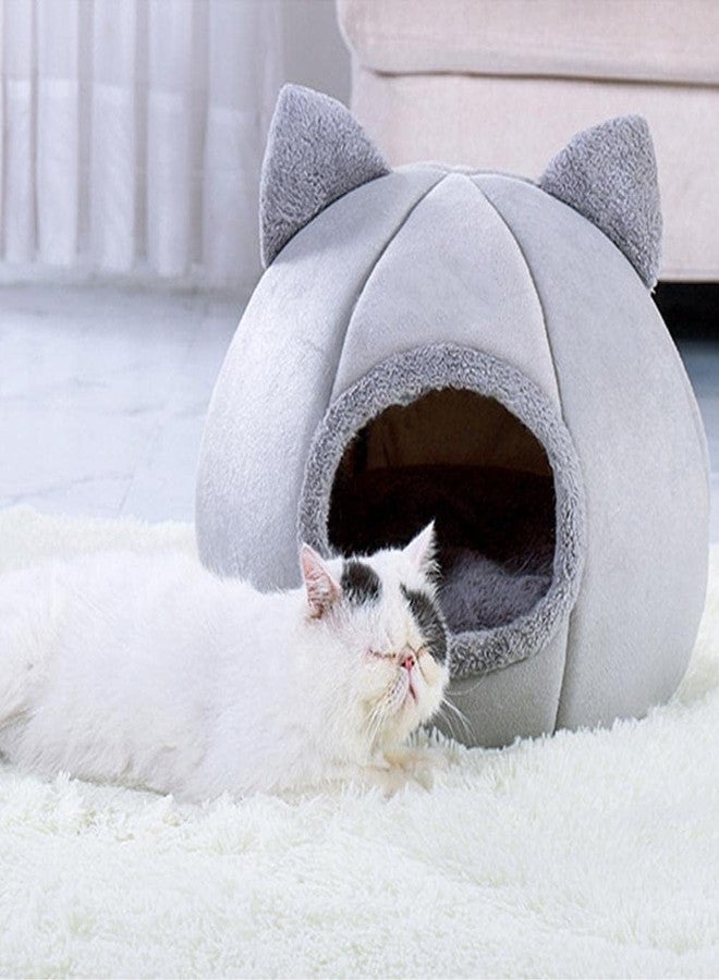 LOOKMINT Pet Tent Cave Bed for Cats/Small Dogs Velvet Self-Warming 2-in-1 Cat Tent/Kitten Bed/Cat Hut with Removable Washable Cushion, Comfortable Pet Sleeping Bed - Image 3