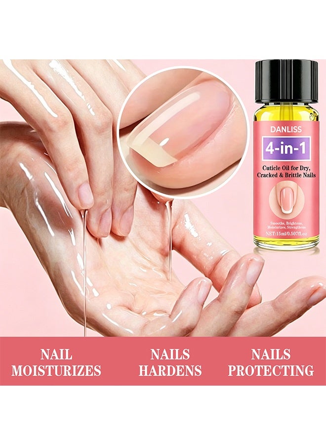 danliss 4-in-1 Cuticle Oil For Dry,Cracked & Brittle Nails,Smooths,Brightens,Moisturizes & Strengthens 15ml - Image 2