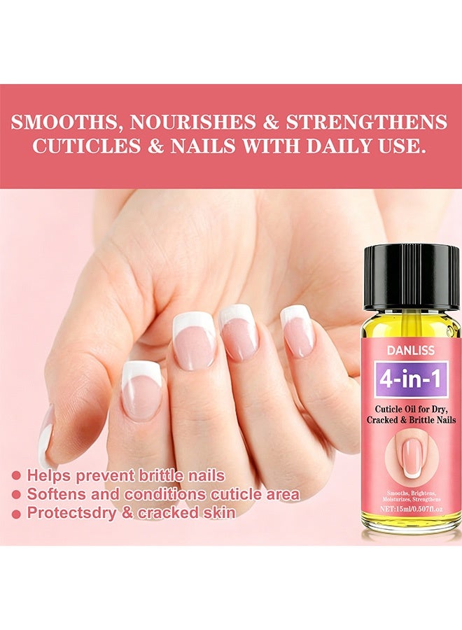 danliss 4-in-1 Cuticle Oil For Dry,Cracked & Brittle Nails,Smooths,Brightens,Moisturizes & Strengthens 15ml - Image 4