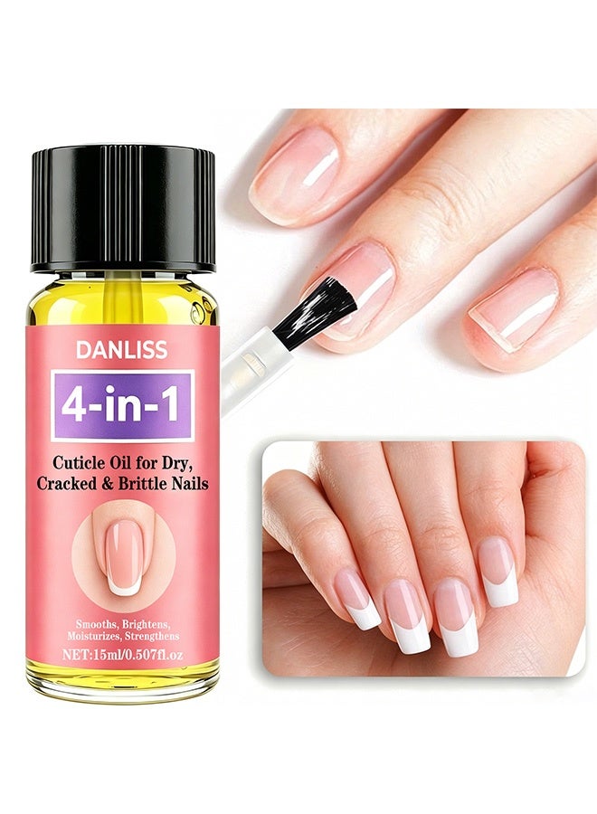 danliss 4-in-1 Cuticle Oil For Dry,Cracked & Brittle Nails,Smooths,Brightens,Moisturizes & Strengthens 15ml - Image 1