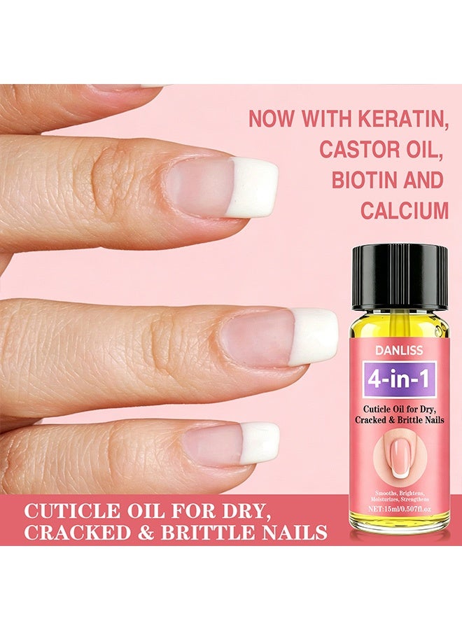danliss 4-in-1 Cuticle Oil For Dry,Cracked & Brittle Nails,Smooths,Brightens,Moisturizes & Strengthens 15ml - Image 5