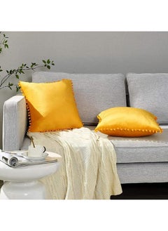 Generic 2 Pack Pillow Covers 18x18 Decorative Boho Throw Pillow Covers Smooth Soft Velvet Pompom Cushion Covers for Living Room Bedroom  - Image 2