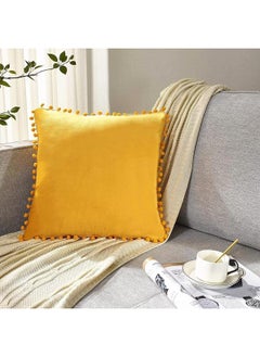Generic 2 Pack Pillow Covers 18x18 Decorative Boho Throw Pillow Covers Smooth Soft Velvet Pompom Cushion Covers for Living Room Bedroom  - Image 3