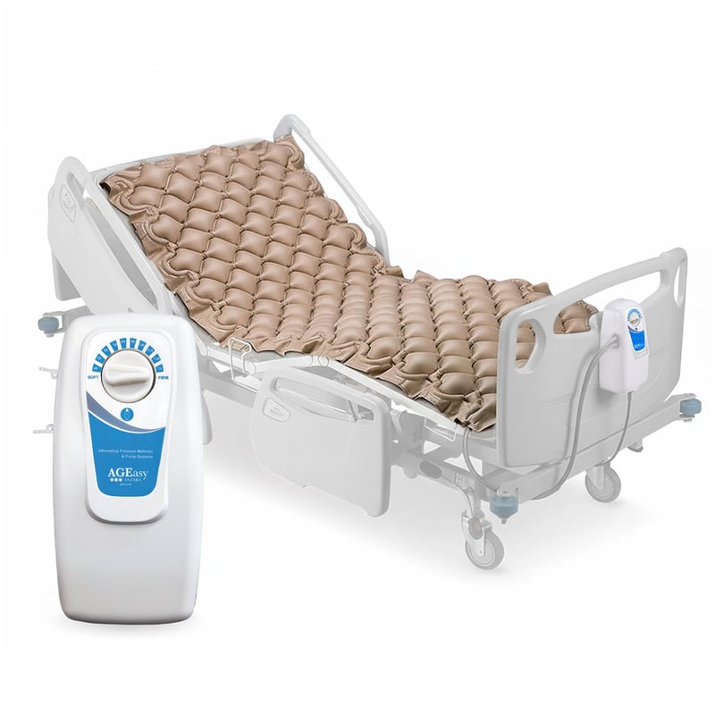 AGEasy (Max Group Polyvinyl Chloride (PVC) Air Mattress with Pump | Anti Bedsore Air Matteress | Anti Decubitus Airbed | Bubble Air Mattress for Patients Bed Sore (Brown) - Image 1