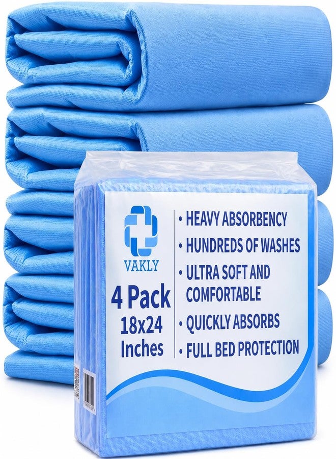 Vakly Reusable Underpad 18''x24'' Washable Bed Pad 4 Pack - Image 1