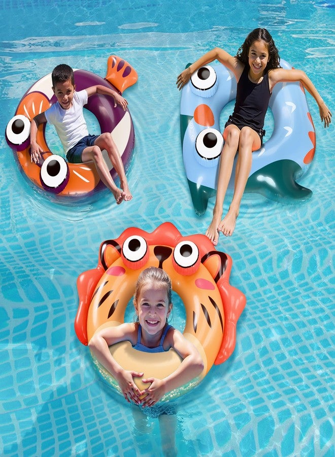 iPlay, iLearn Pool Wave Kids Swim Rings Pool Floats, Toddler Inflatable Animal Swimming Tube Floaties, Summer Outdoor Water Floating Toy, Family Party Gift 3 4 5 6 7 8 9 Year Old Boy Girl Children Teen - 3 Pack - Image 2