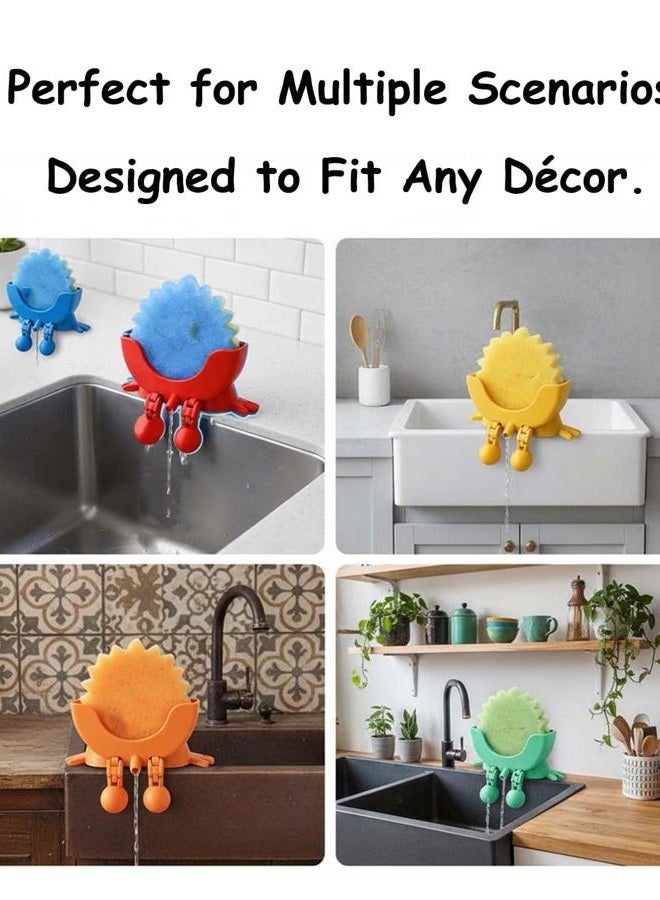 Eiusrr Cute Hanging Sponge Holder with Drainage – Keeps Your Sponge Dry & Smiling, For Scrub Daddy Holder, Funny Sponge Stand for Kitchen Sink, 3D Printing Countertop Sponge Holders (Black) - Image 4
