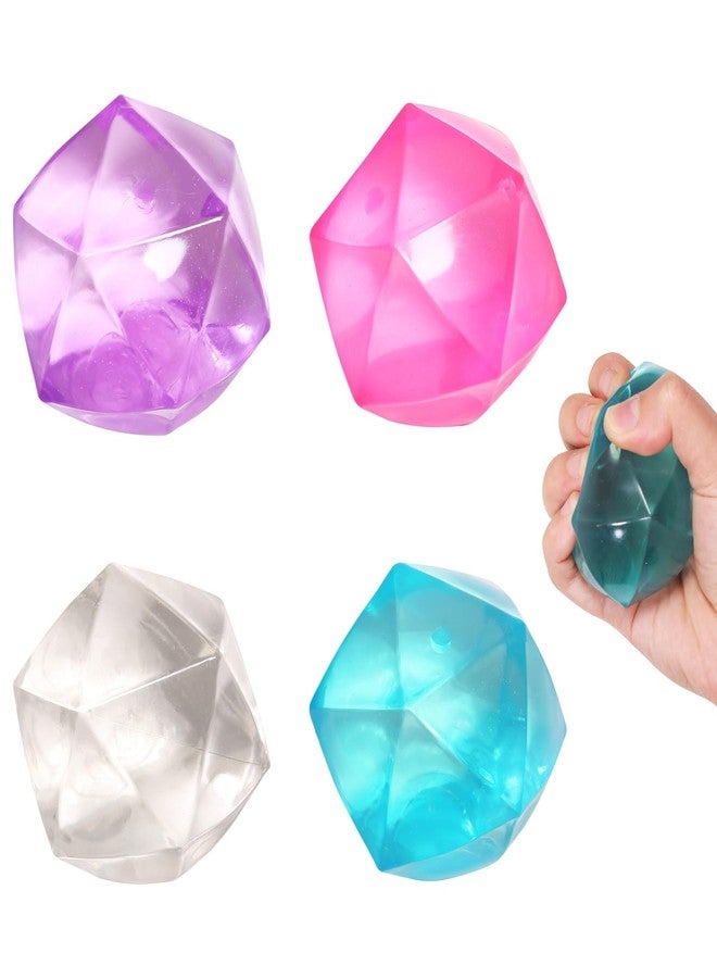 FauKait 4pcs Mini Small 1.8inch Masonry Ice Squishy Stress Balls-Polyhedron Diamond Sugar Balls Slow Rise-Fidget Toy for Kids Gel Filled Classroom, Calming Toys Anxiety Children Teens (4pcs) - Image 1
