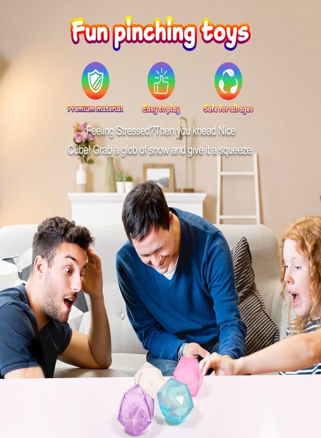 FauKait 4pcs Mini Small 1.8inch Masonry Ice Squishy Stress Balls-Polyhedron Diamond Sugar Balls Slow Rise-Fidget Toy for Kids Gel Filled Classroom, Calming Toys Anxiety Children Teens (4pcs) - Image 3