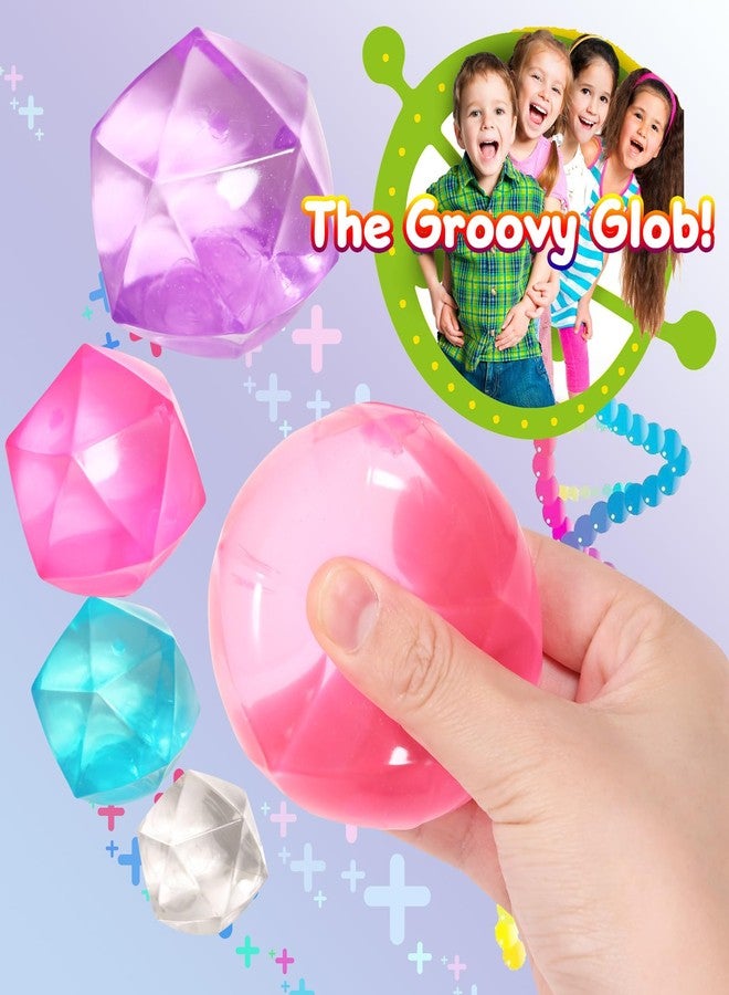 FauKait 4pcs Mini Small 1.8inch Masonry Ice Squishy Stress Balls-Polyhedron Diamond Sugar Balls Slow Rise-Fidget Toy for Kids Gel Filled Classroom, Calming Toys Anxiety Children Teens (4pcs) - Image 2
