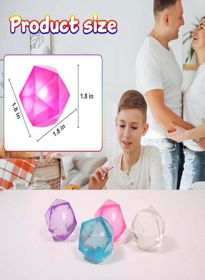 FauKait 4pcs Mini Small 1.8inch Masonry Ice Squishy Stress Balls-Polyhedron Diamond Sugar Balls Slow Rise-Fidget Toy for Kids Gel Filled Classroom, Calming Toys Anxiety Children Teens (4pcs) - Image 5