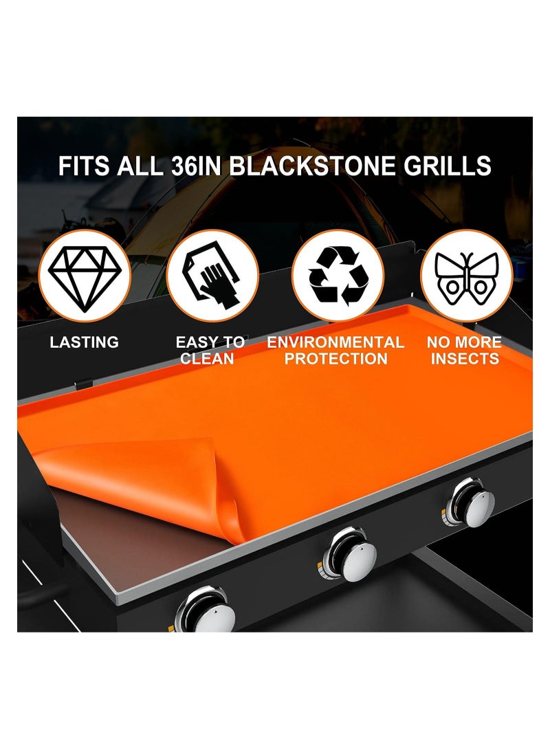 Captaintech Silicone Griddle Cover 36 Inch Griddle Mat for Blackstone, Heavy Duty Food Grade Silicone Griddle Mat, Protect the Grill All-year Round (Orange) - Image 4