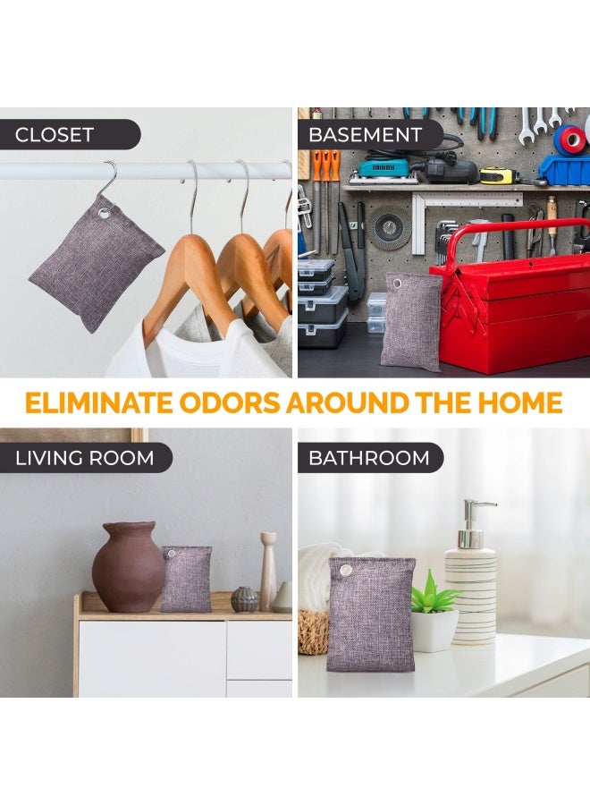 Vergali ماص رائحة الفحم النشط 10X3.5 أونصة مع خطافات. حقيبة فحم البامبو لتنقية الهواء. معطر هواء للمنزل والسيارة والخزانة مزيل رائحة قوي لإزالة الروائح الكريهة من الغرفة والدولاب. - Image 3