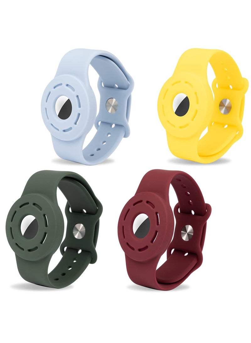 4 Pcs Kids Wristband Strap Compatible with Apple Airtag Case Bracelet Strap Watch Band, Silicone Adjustable Anti-Lost Protective Case for air tag GPS Tracker Finder Cover for Kids Children Old Man - Image 1
