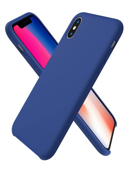 Compatible with iPhone X/Xs Case 5.8 Inch Slim Liquid Silicone 4 Layers Soft Gel Rubber Shockproof Protective Phone Case with Anti Scratch Microfiber Lining (Royal Blue)