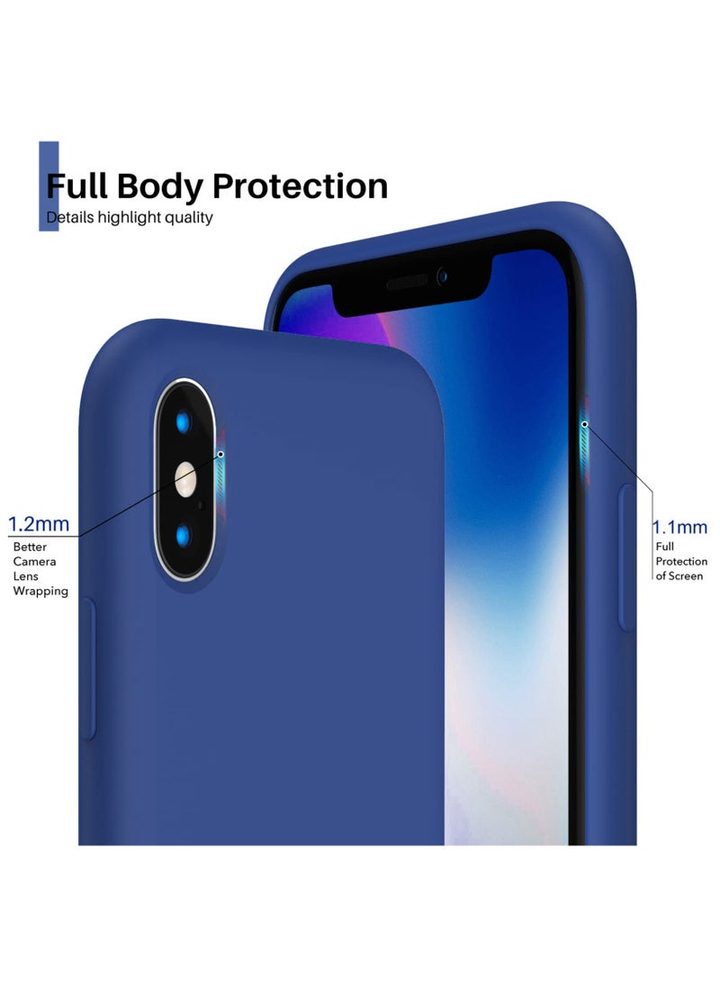 Generic - Compatible with iPhone X/Xs Case 5.8 Inch Slim Liquid Silicone 4 Layers Soft Gel Rubber Shockproof Protective Phone Case with Anti Scratch Microfiber Lining (Royal Blue) - Image 1