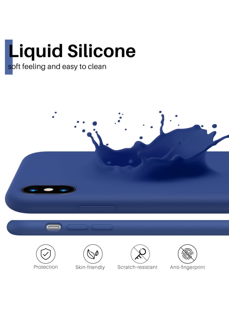 Generic - Compatible with iPhone X/Xs Case 5.8 Inch Slim Liquid Silicone 4 Layers Soft Gel Rubber Shockproof Protective Phone Case with Anti Scratch Microfiber Lining (Royal Blue) - Image 1