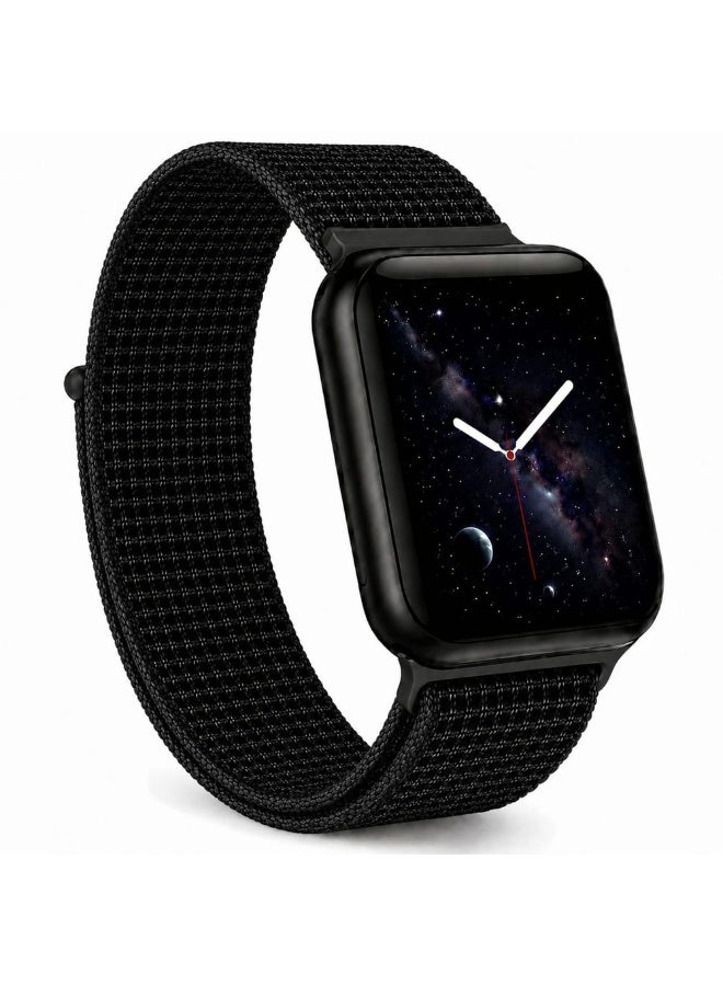 CATANES Breathable Nylon Sport Loop Band Compatible with Apple Watch 44mm 45mm 46mm 49mm for Women Men, iWatch Wrist Straps for Ultra 3 2, Se, Series 11 10 9 8 7 - pure black - Image 1