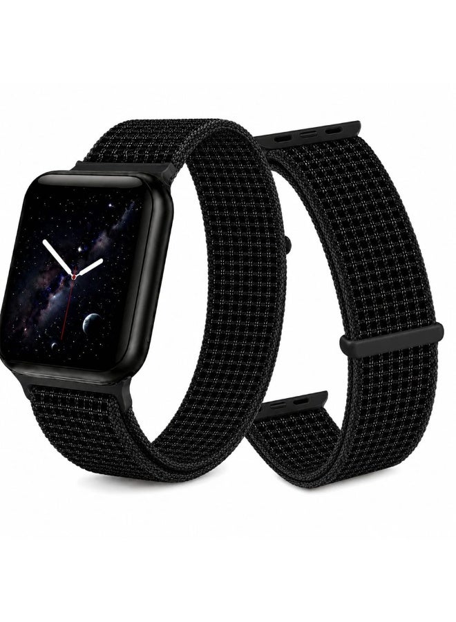 CATANES Breathable Nylon Sport Loop Band Compatible with Apple Watch 44mm 45mm 46mm 49mm for Women Men, iWatch Wrist Straps for Ultra 3 2, Se, Series 11 10 9 8 7 - pure black - Image 2