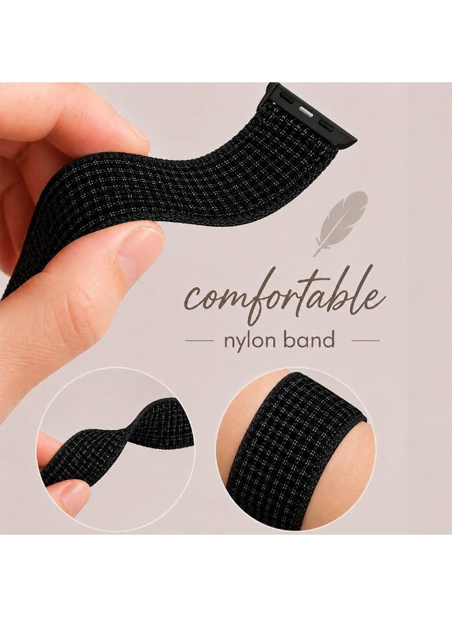 CATANES Breathable Nylon Sport Loop Band Compatible with Apple Watch 44mm 45mm 46mm 49mm for Women Men, iWatch Wrist Straps for Ultra 3 2, Se, Series 11 10 9 8 7 - pure black - Image 4