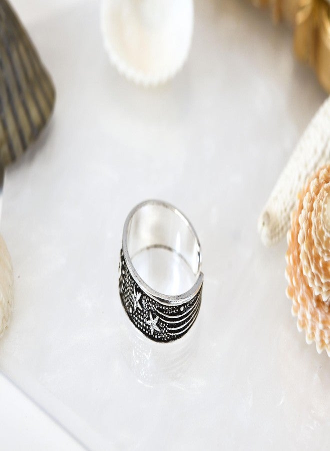 ايرافيدا خاتم إصبع القدم أو الخنصر من الفضة الإسترليني عيار 925 من إيرافيدا، بتصميم الشمس والنجوم | خواتم أصابع قدم كلاسيكية قابلة للتعديل للنساء من الفضة الإسترليني - Image 4