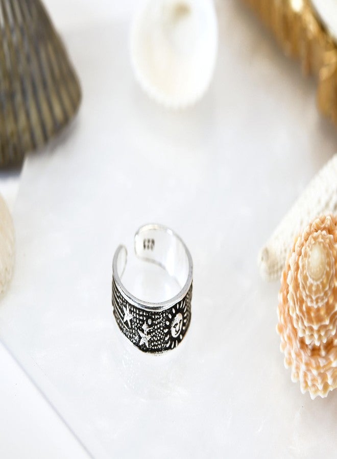 ايرافيدا خاتم إصبع القدم أو الخنصر من الفضة الإسترليني عيار 925 من إيرافيدا، بتصميم الشمس والنجوم | خواتم أصابع قدم كلاسيكية قابلة للتعديل للنساء من الفضة الإسترليني - Image 5