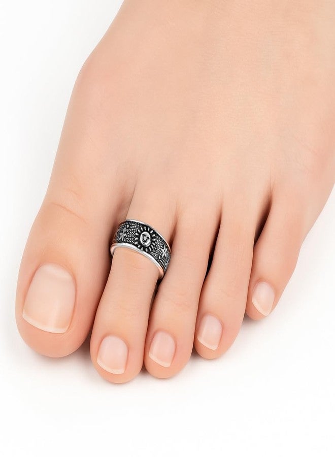 ايرافيدا خاتم إصبع القدم أو الخنصر من الفضة الإسترليني عيار 925 من إيرافيدا، بتصميم الشمس والنجوم | خواتم أصابع قدم كلاسيكية قابلة للتعديل للنساء من الفضة الإسترليني - Image 2