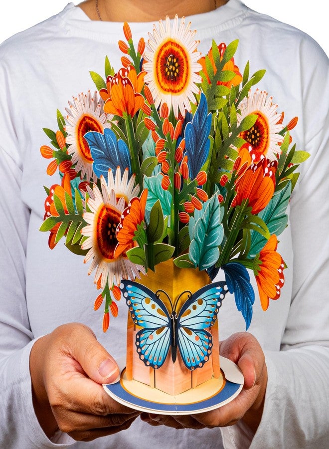 Paper Love HugePop Artisan Flower Bouquet 3D Pop Up Card, with Detachable Paper Bouquet, for Fall, Thanksgiving, Halloween, All Occasion - Jumbo 10" x 14" Card - Image 3