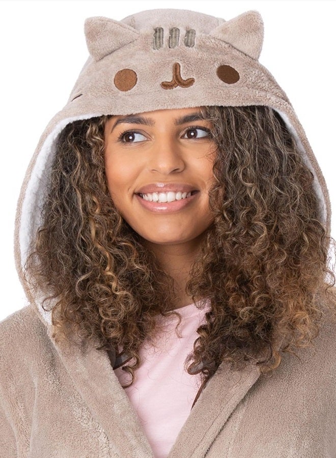 Pusheen The Cat Dressing Gown Womens Brown Nightwear Robe Ladies Cartoon Cat Bathrobe Merchandise  - Image 4