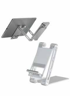 Tablet Stand, Foldable Adjustable Phone Aluminum Tabletop Stand Compatible with iPhone 12, 11, Xs Pro Max, 8/7 Plus, Samsung Galaxy, All Smartphones