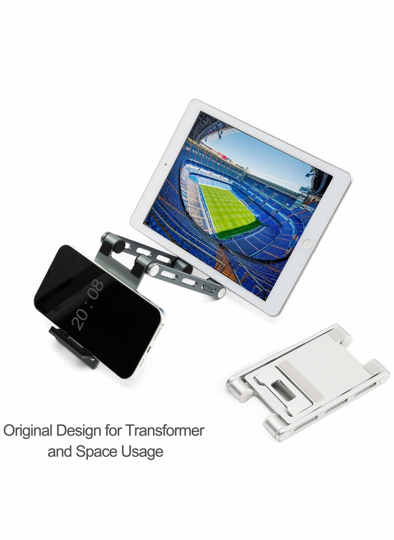 Y&D - Tablet Stand, Foldable Adjustable Phone Aluminum Tabletop Stand Compatible with iPhone 12, 11, Xs Pro Max, 8/7 Plus, Samsung Galaxy, All Smartphones - Image 1