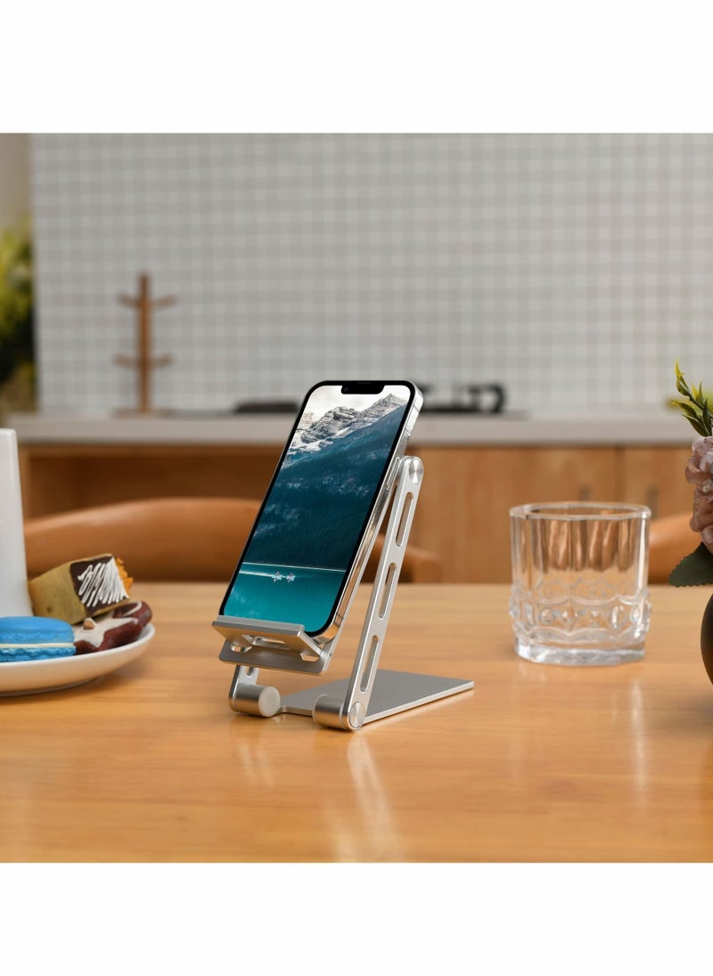 Y&D - Tablet Stand, Foldable Adjustable Phone Aluminum Tabletop Stand Compatible with iPhone 12, 11, Xs Pro Max, 8/7 Plus, Samsung Galaxy, All Smartphones - Image 1