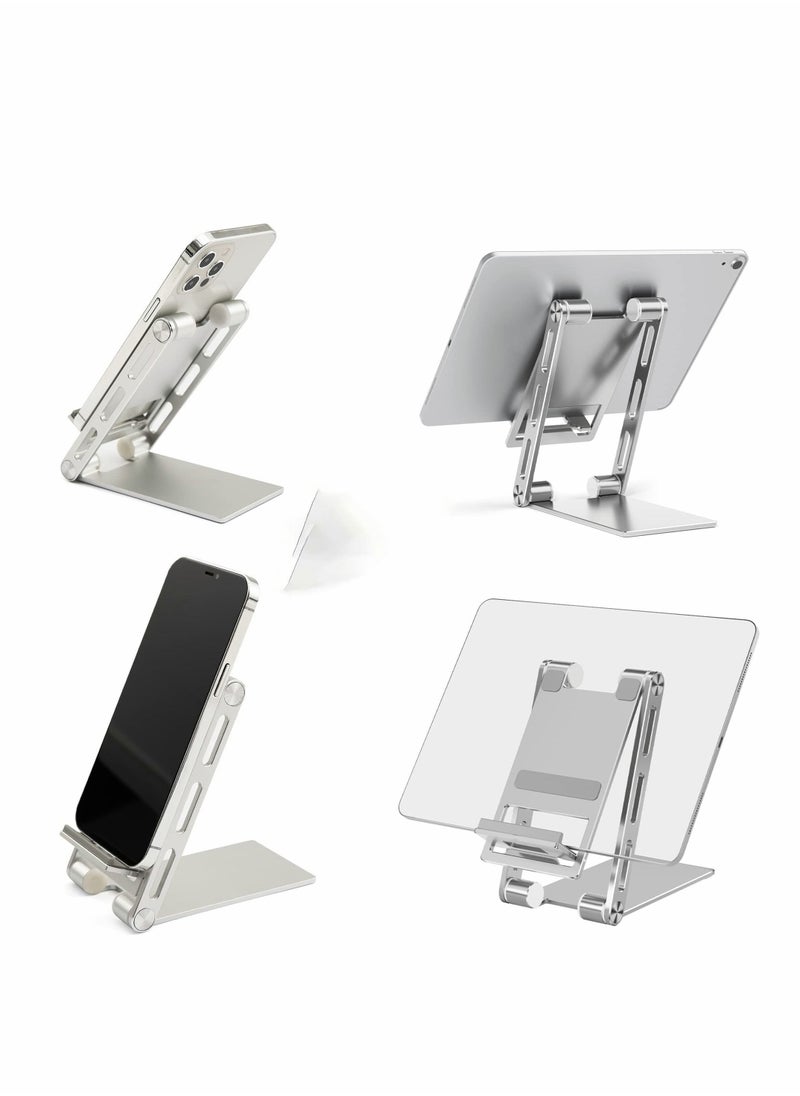 Y&D - Tablet Stand, Foldable Adjustable Phone Aluminum Tabletop Stand Compatible with iPhone 12, 11, Xs Pro Max, 8/7 Plus, Samsung Galaxy, All Smartphones - Image 1