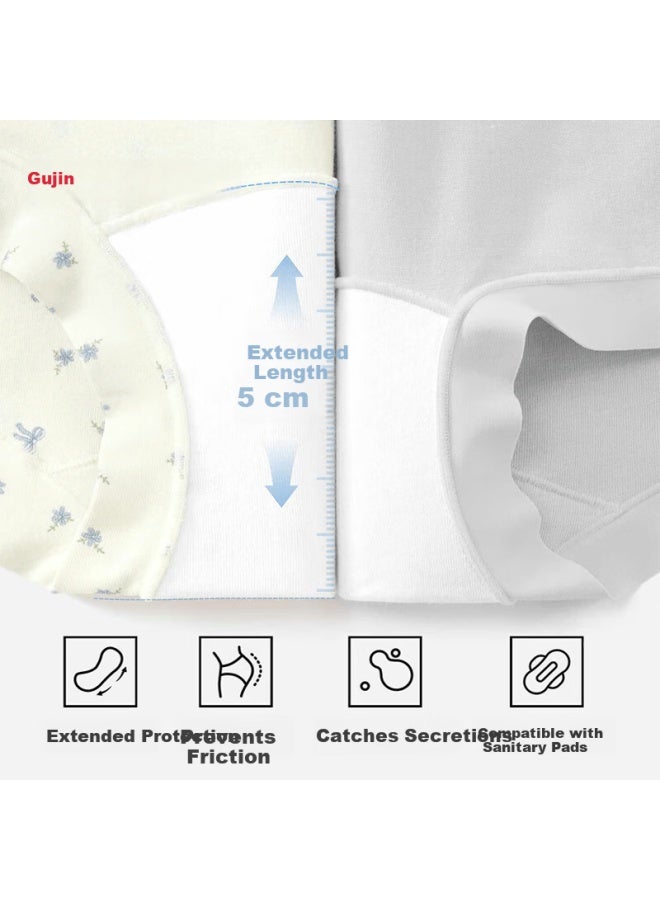 Gujin Women's Day Gift Cotton Antibacterial Extended Crotch Seamless Mid-high Waist Forest Style Boxer Shorts 3-pack - Image 4