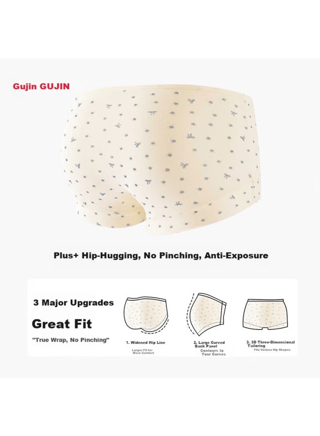 Gujin Women's Day Gift Cotton Antibacterial Extended Crotch Seamless Mid-high Waist Forest Style Boxer Shorts 3-pack - Image 2